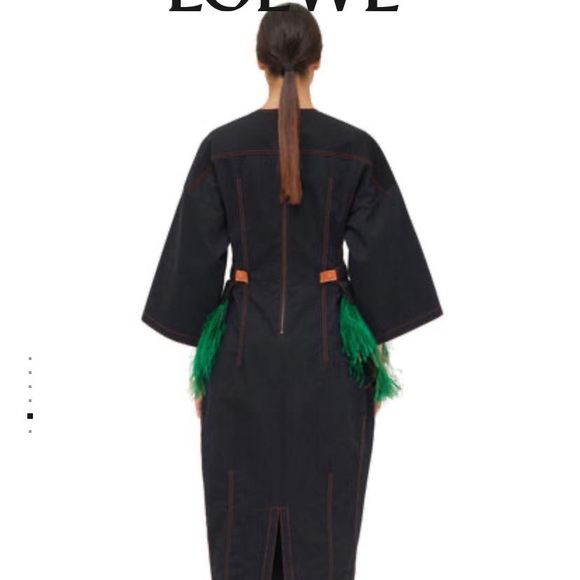 💥SOLD💥 Denim dress with ostrich feather detail - Picture 3 of 6